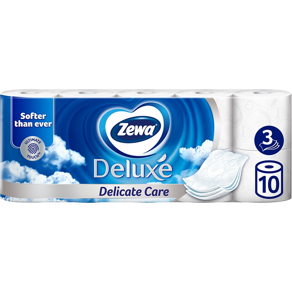 Hartie igienica ZEWA Deluxe Delicate Care, 3 straturi, 10 role