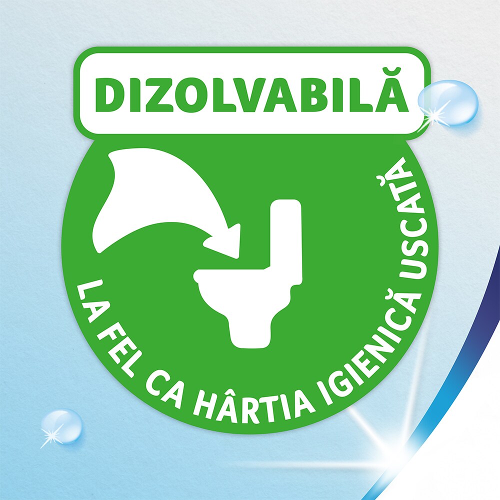 Hartie igienica umeda ZEWA Natural Camomile, 8 pachete, 42 bucati