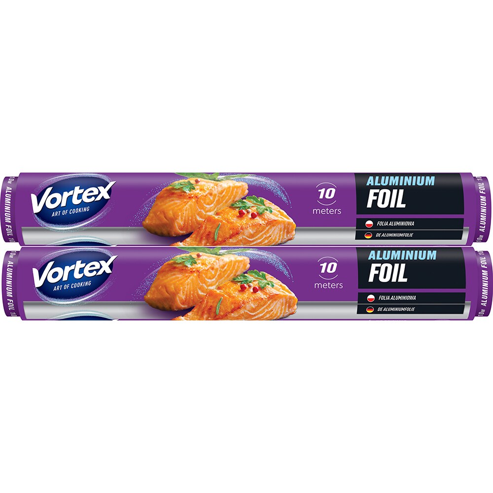 Folie alimentara din aluminiu VORTEX KPOF0007, 10 m, 2 bucati