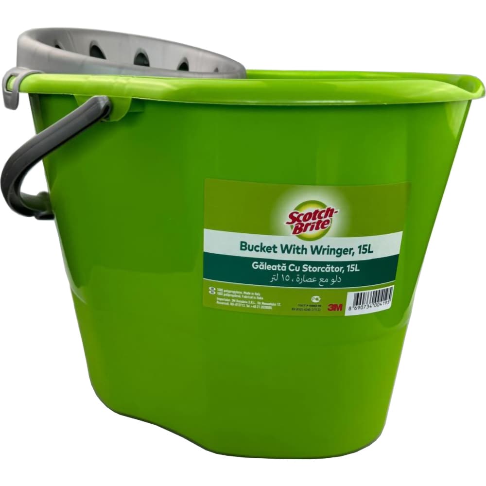 Galeata cu storcator SCOTCH-BRITE MMGA0400, 15 l, verde-gri