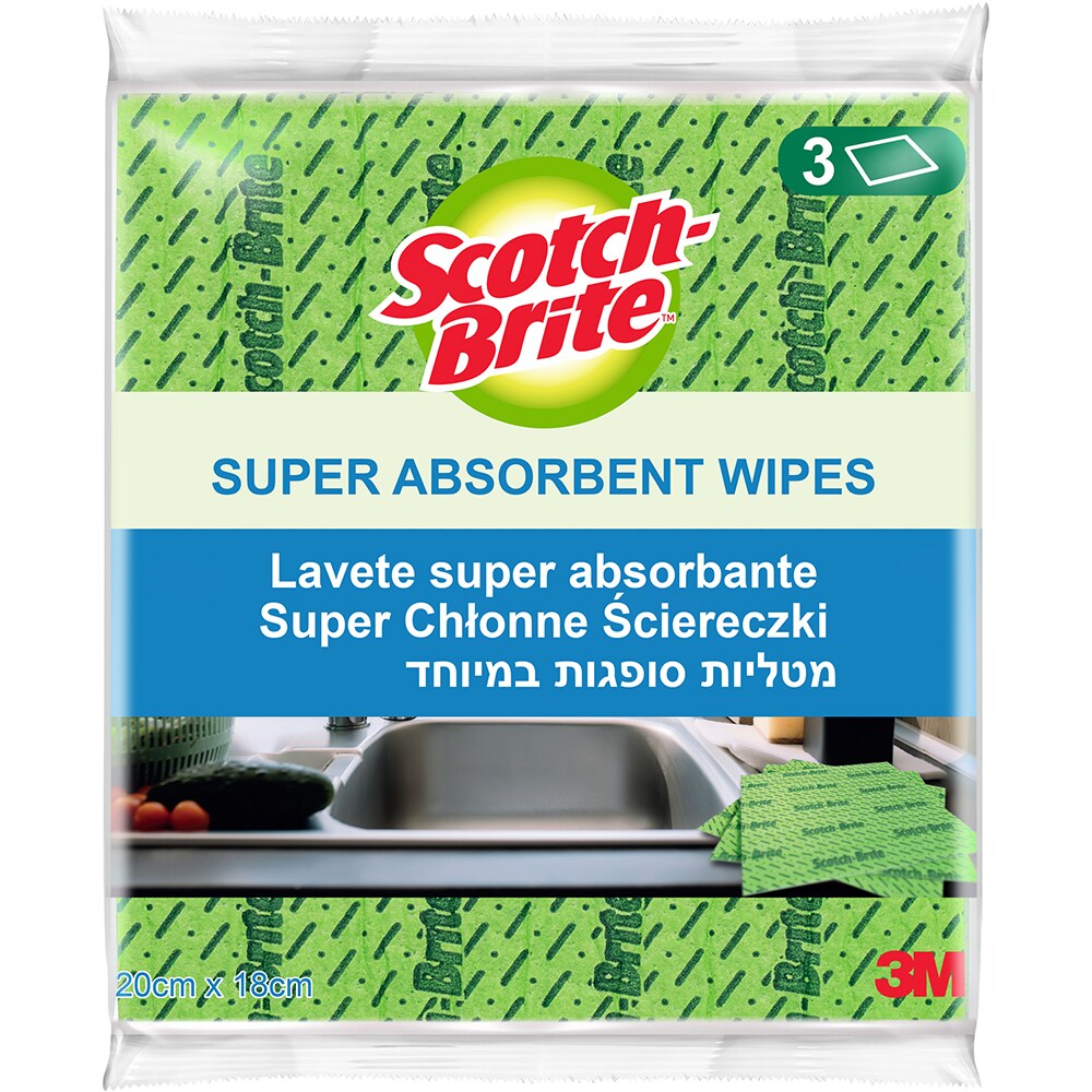 Laveta absorbanta SCOTCH-BRITE MMLA1500, 3 bucati, verde