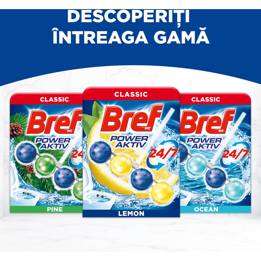 Odorizant toaleta BREF Power Aktiv Lemon-Ocean, 4 x 50g