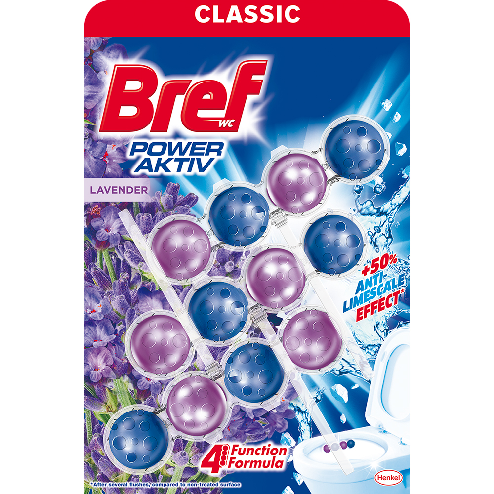 Odorizant toaleta BREF Power Aktiv Lavender, 3 x 50g