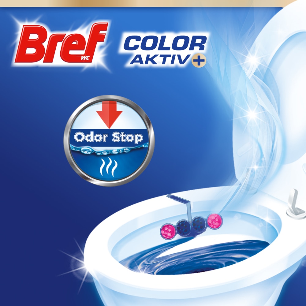 Odorizant toaleta BREF Color Aktiv Flower, 4 x 50g