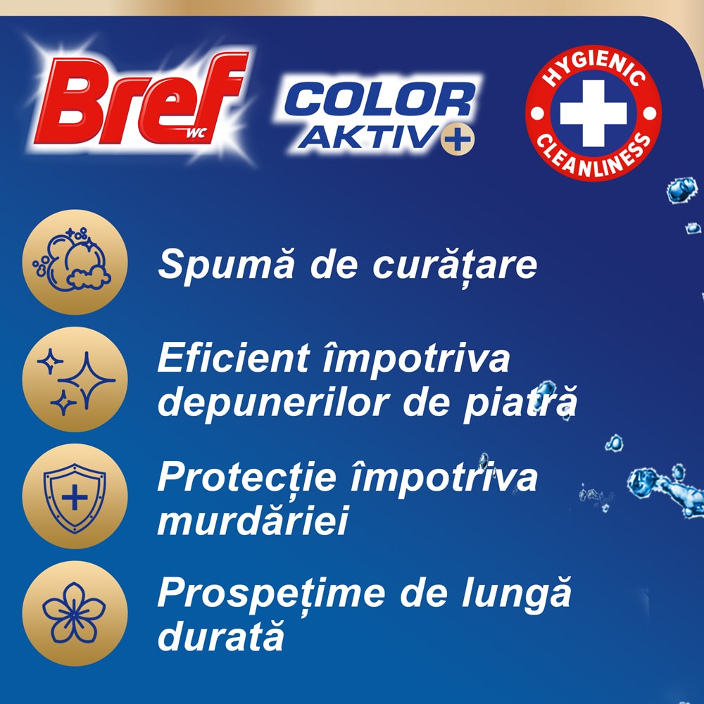 Odorizant toaleta BREF Color Aktiv Flower, 3 x 50g