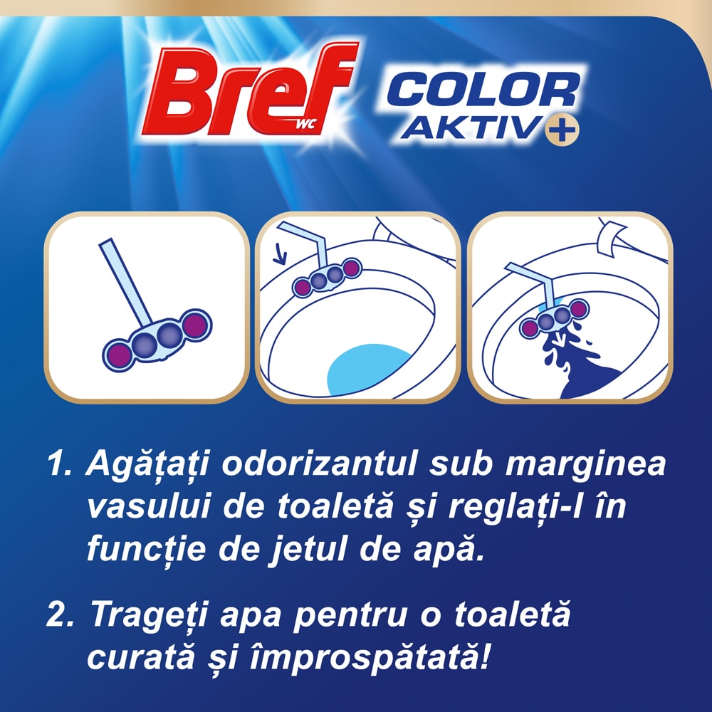 Odorizant toaleta BREF Color Aktiv Flower, 3 x 50g
