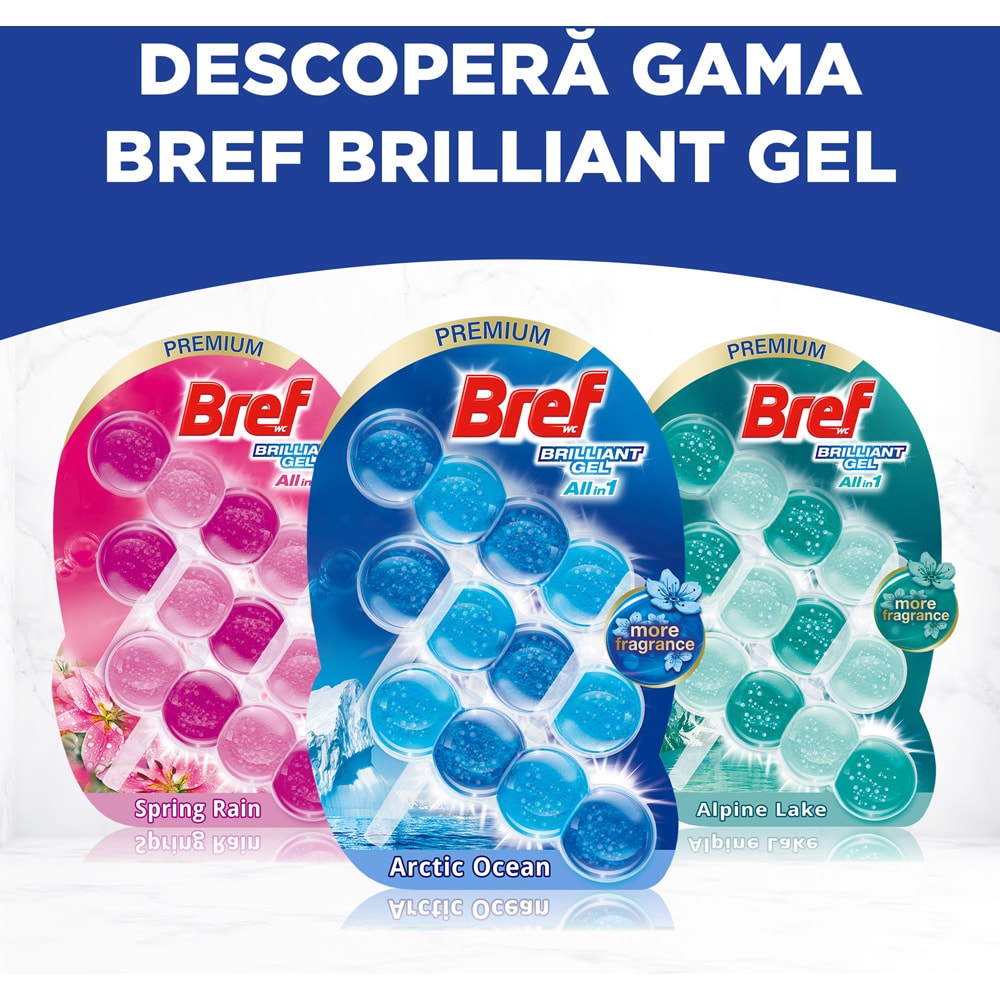 Odorizant toaleta BREF Brilliant Gel All in 1 Arctic Ocean, 3 x 42 g