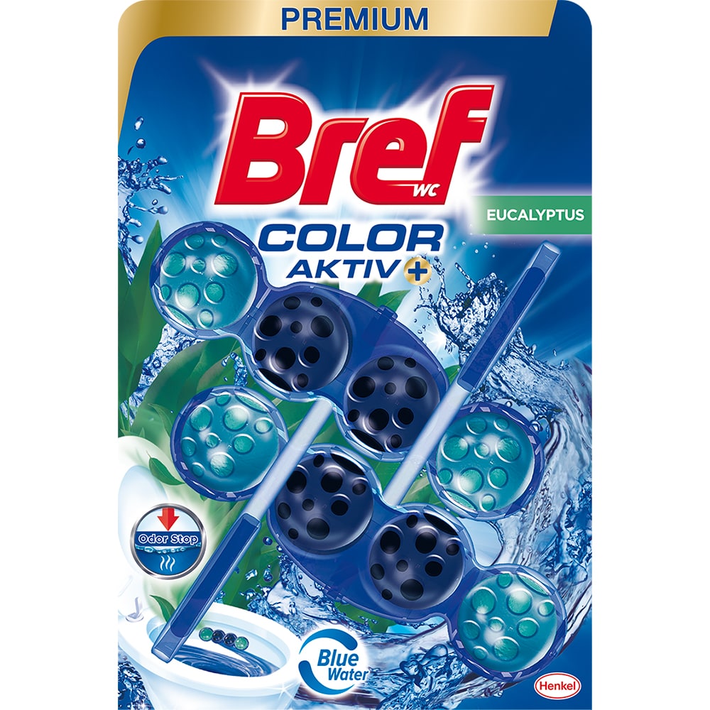 Odorizant toaleta BREF Color Water Eucalyptus, 2 x 50g