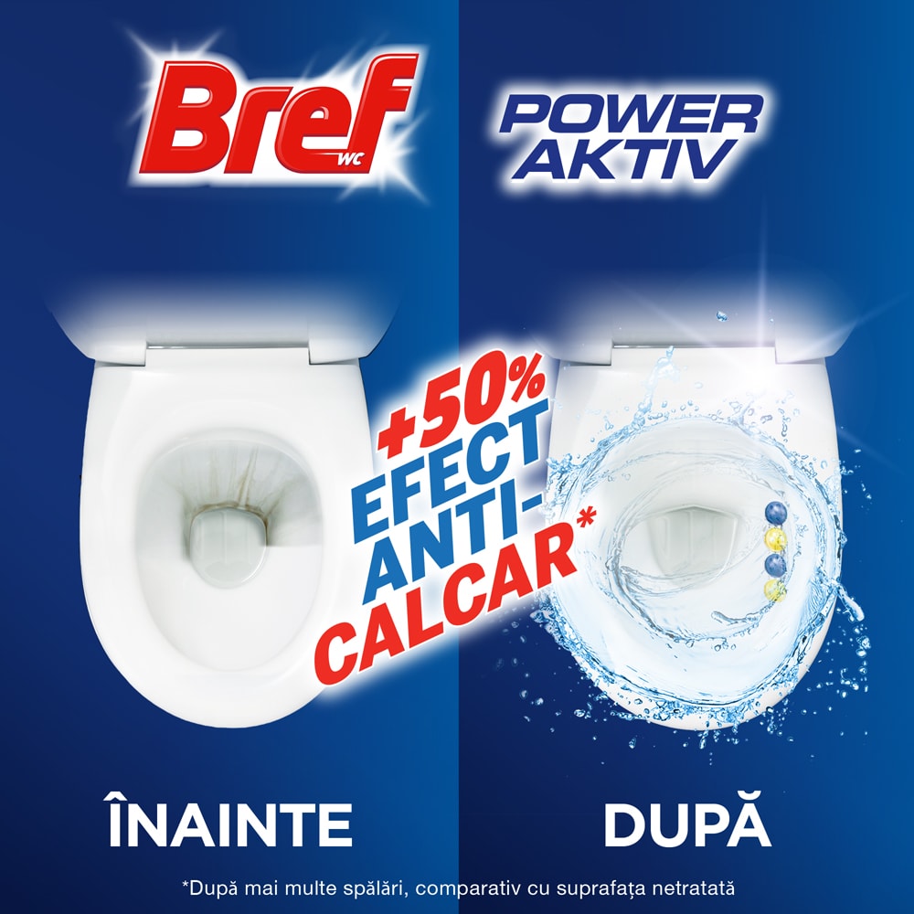 Odorizant toaleta BREF Power Aktiv Lemon, 6 x 50g