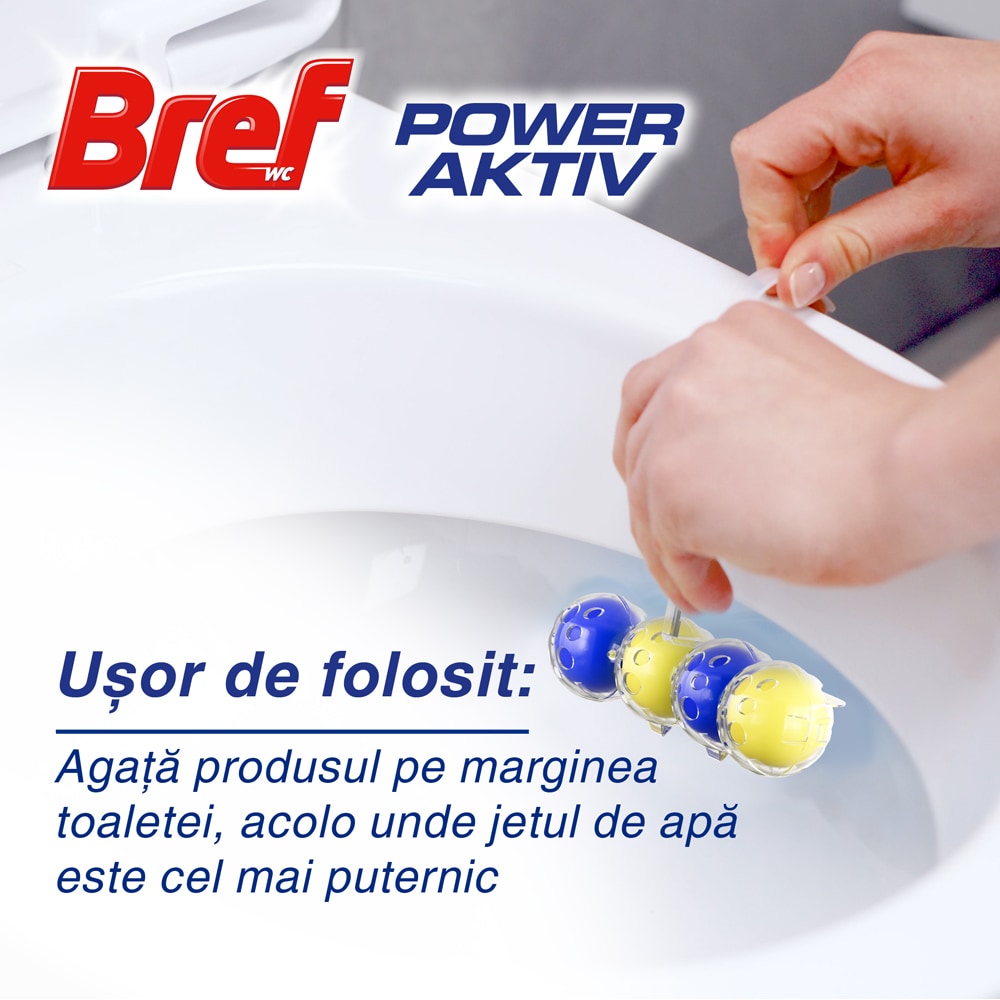 Odorizant toaleta BREF Power Aktiv Lemon, 6 x 50g