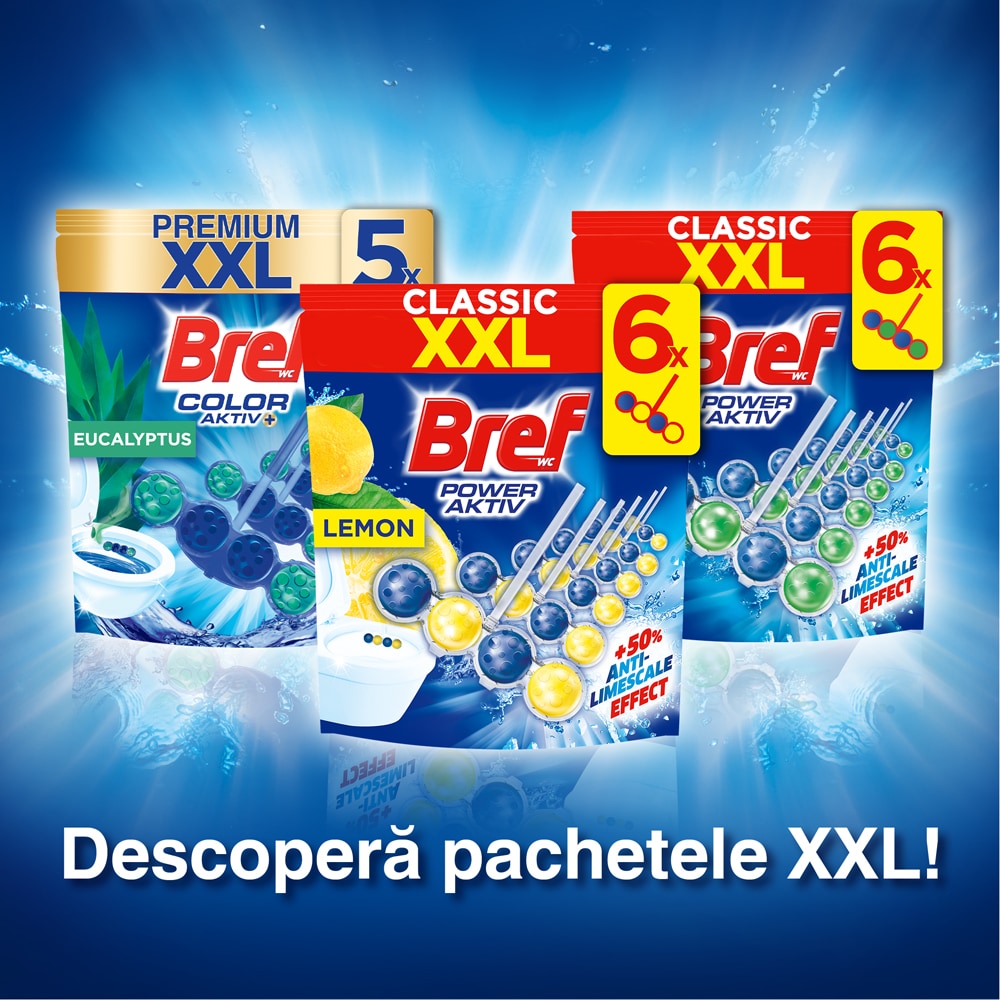 Odorizant toaleta BREF Power Aktiv Lemon, 6 x 50g