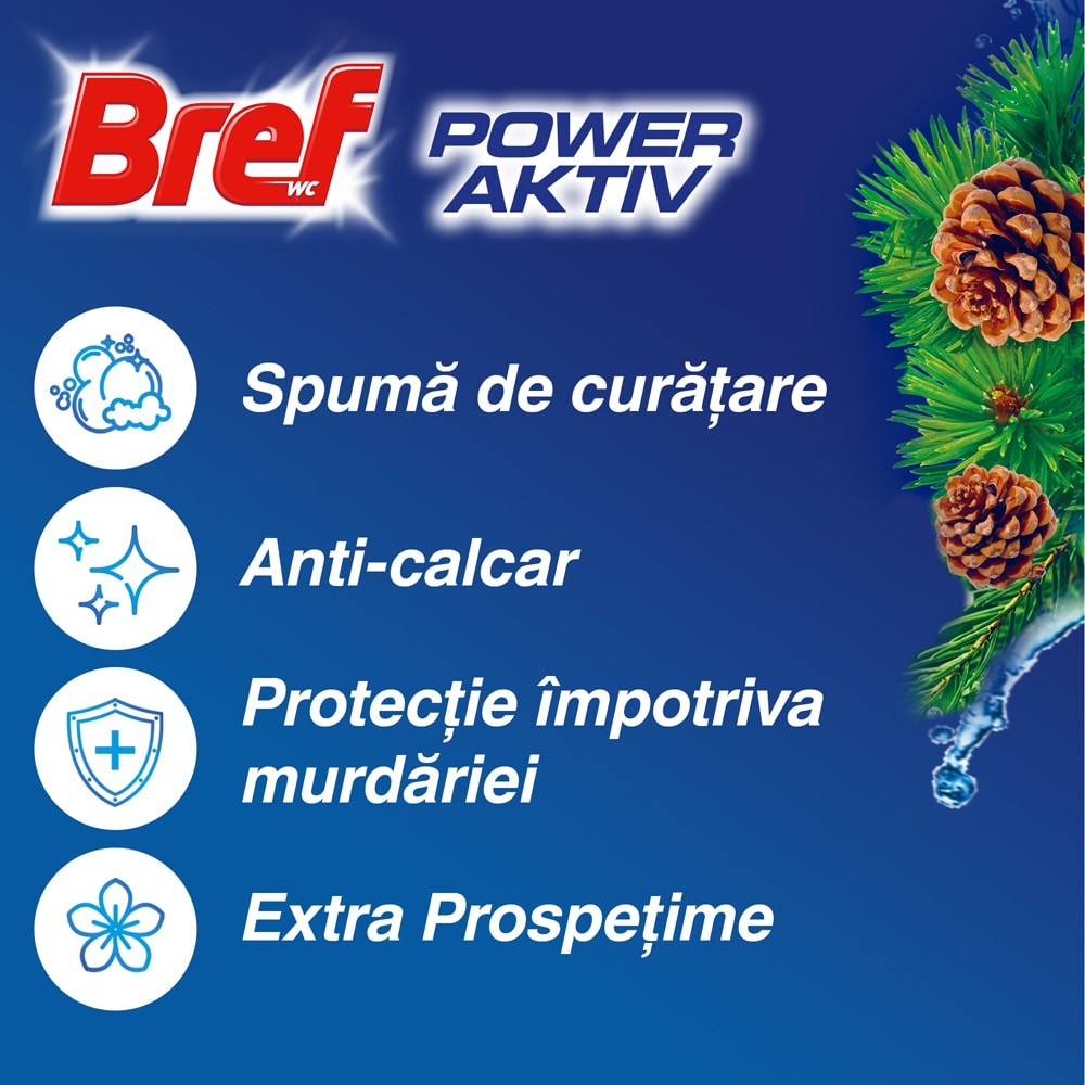 Odorizant toaleta BREF Power Aktiv Pine, 6 x 50g