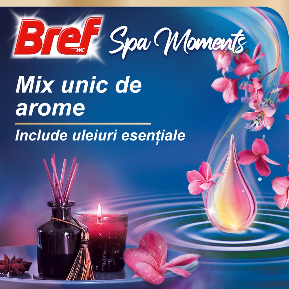 Odorizant toaleta BREF Spa Moments Harmony, 3 x 50g