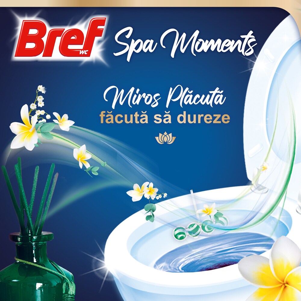 Odorizant toaleta BREF Spa Moments Serenity, 3 x 50g