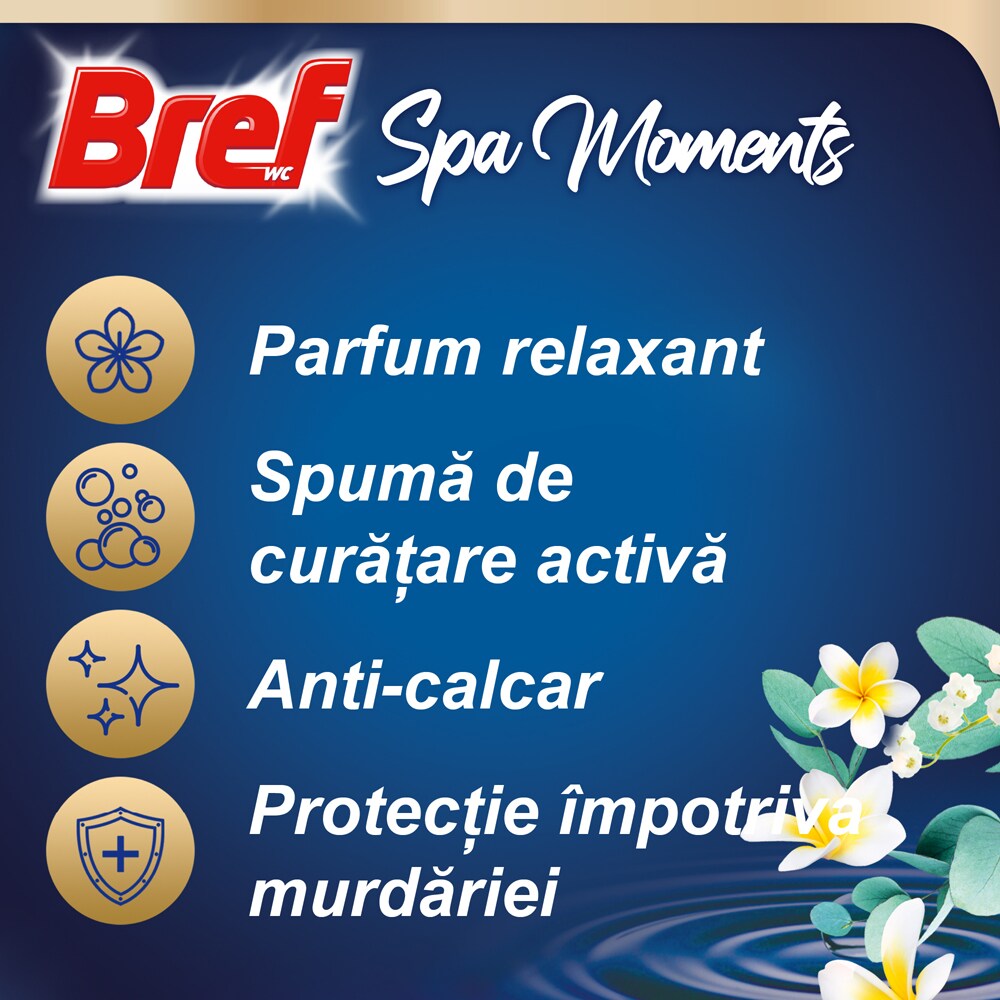 Odorizant toaleta BREF Spa Moments Serenity, 3 x 50g