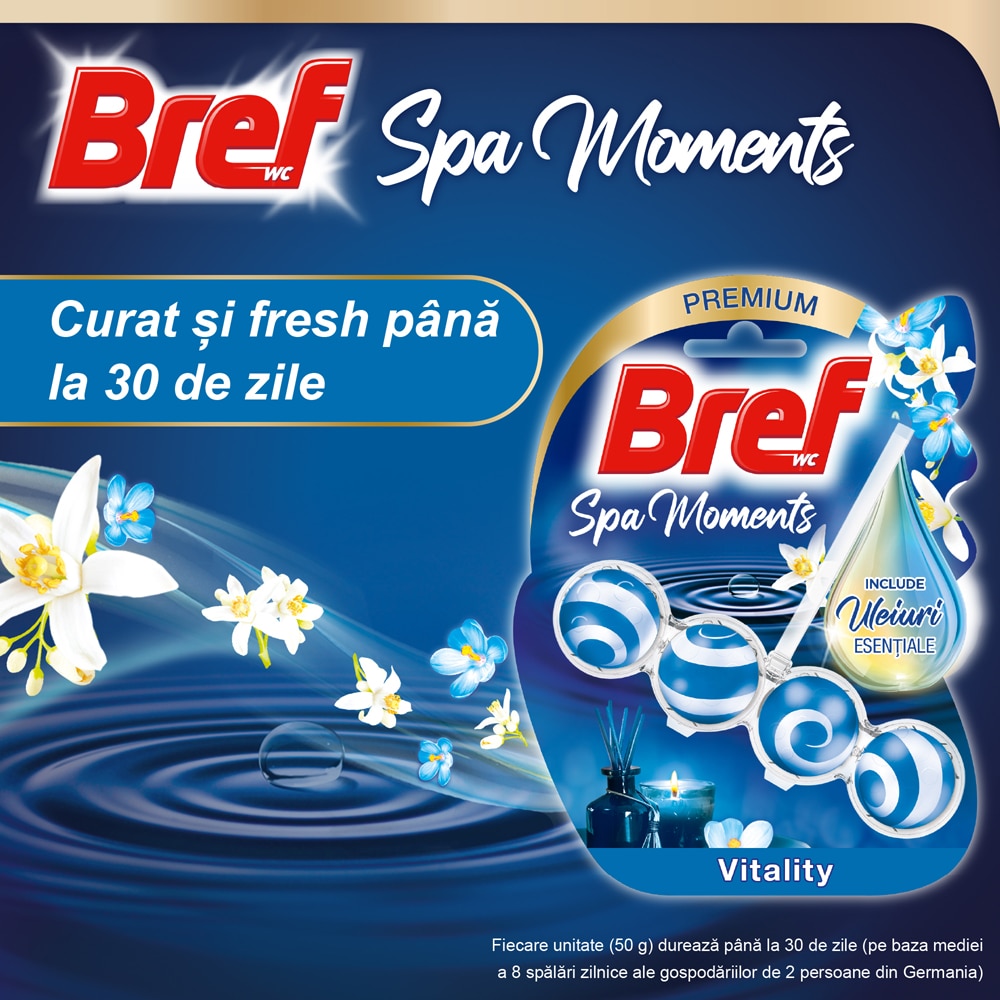 Odorizant toaleta BREF Spa Moments Vitality, 3 x 50g