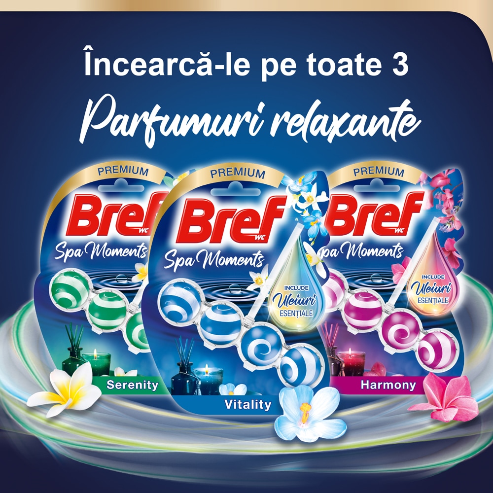 Odorizant toaleta BREF Spa Moments Vitality, 3 x 50g