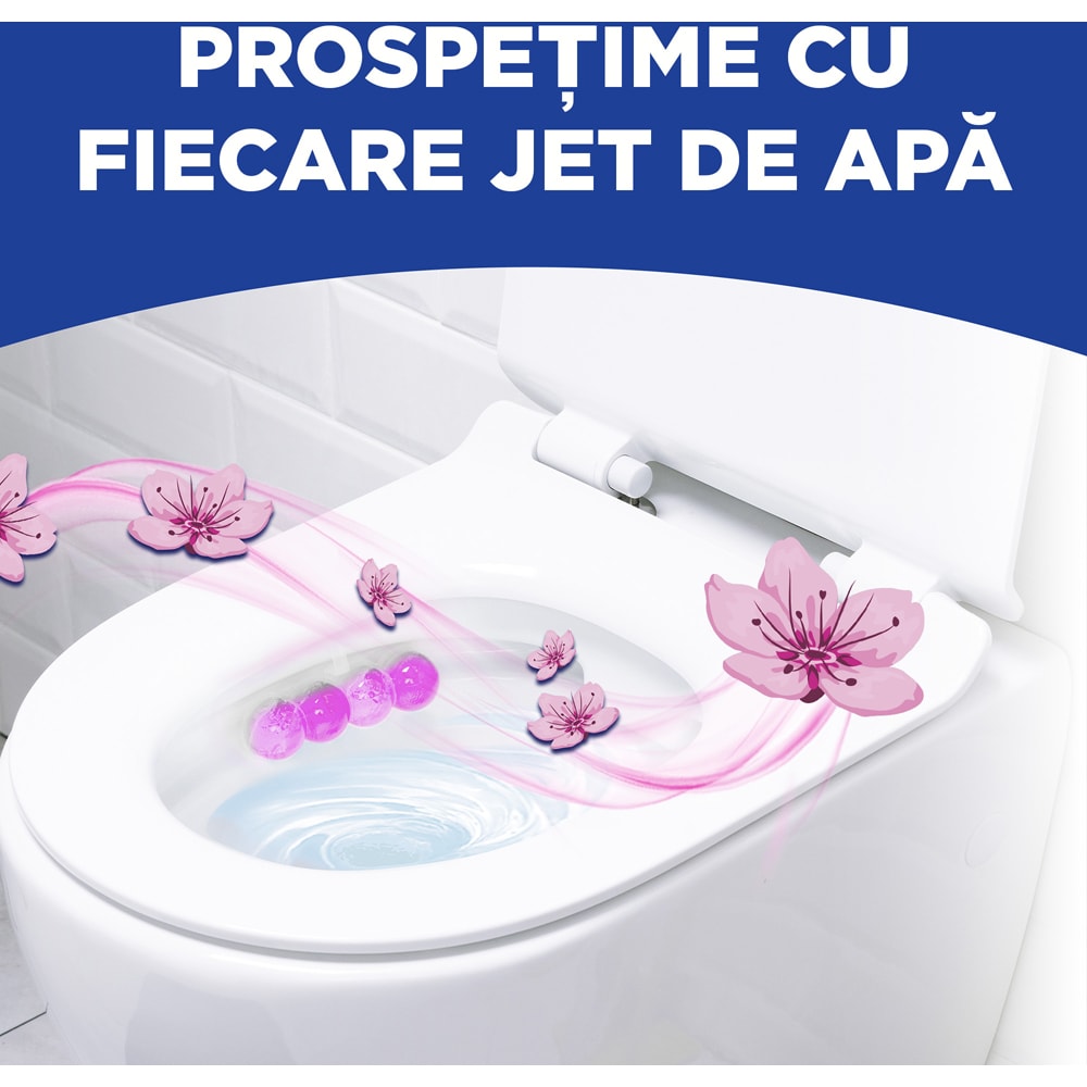 Odorizant toaleta BREF Brilliant Gel All in 1 Spring Rain, 3 x 42 g