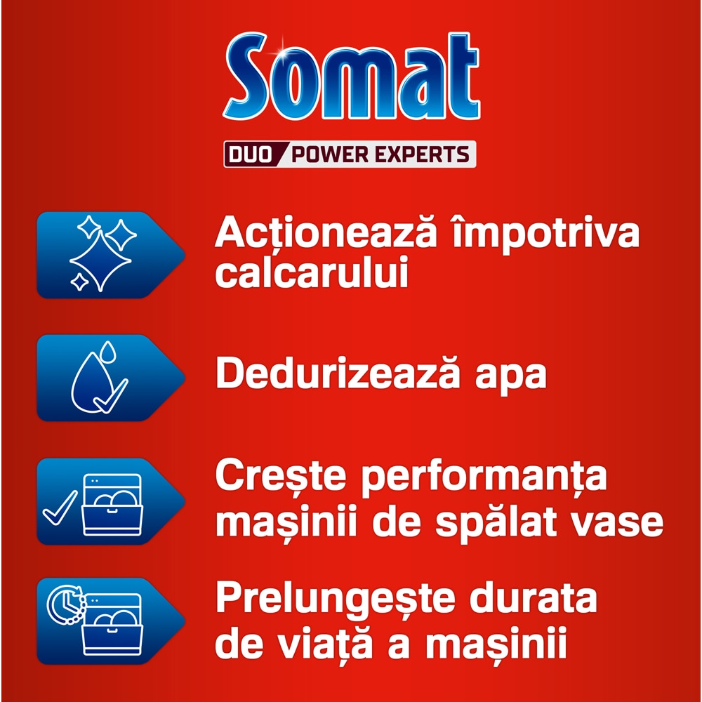 Sare dedurizanta pentru masina de spalat vase SOMAT, 2 x 1.5kg