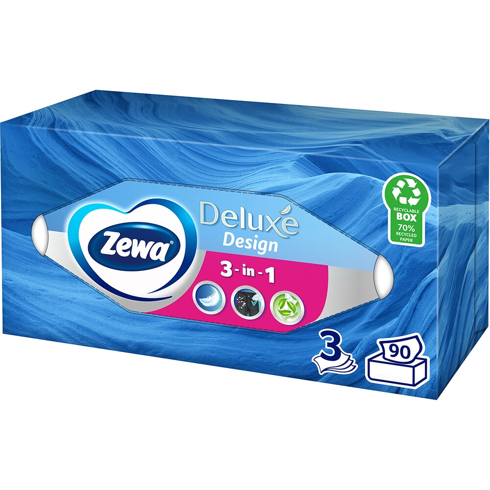 Servetele faciale ZEWA Deluxe Design, 3 straturi, 90 buc