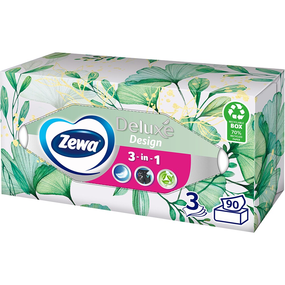 Servetele faciale ZEWA Deluxe Design, 3 straturi, 90 buc