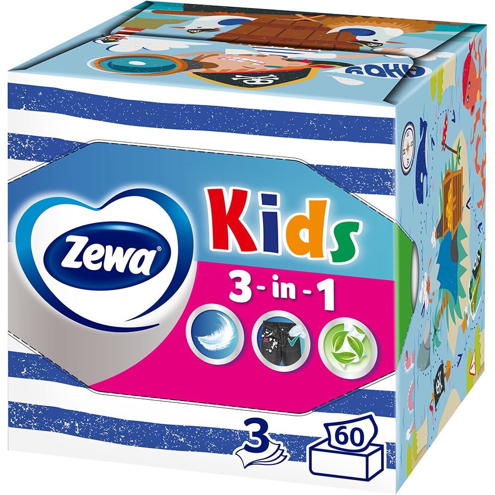 Servetele faciale ZEWA Kids, 3 straturi, 60 buc