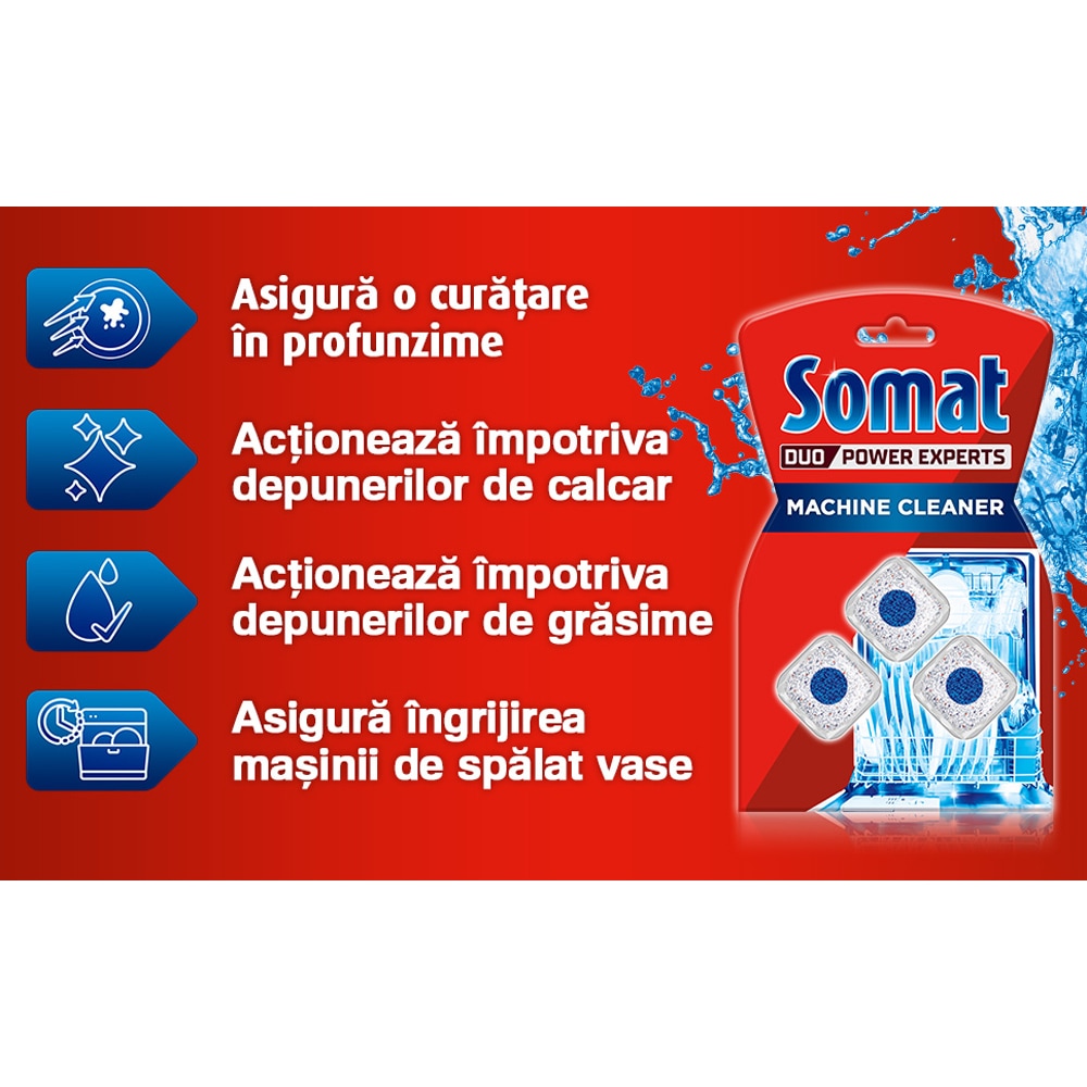 Capsule pentru curatarea masinii de spalat vase SOMAT, 3 tablete
