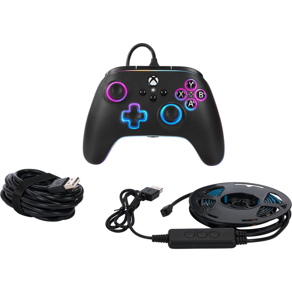 Controller PowerA Advantage Lumectra + Banda LED pentru Xbox Series X/S XBGP0076-01, negru