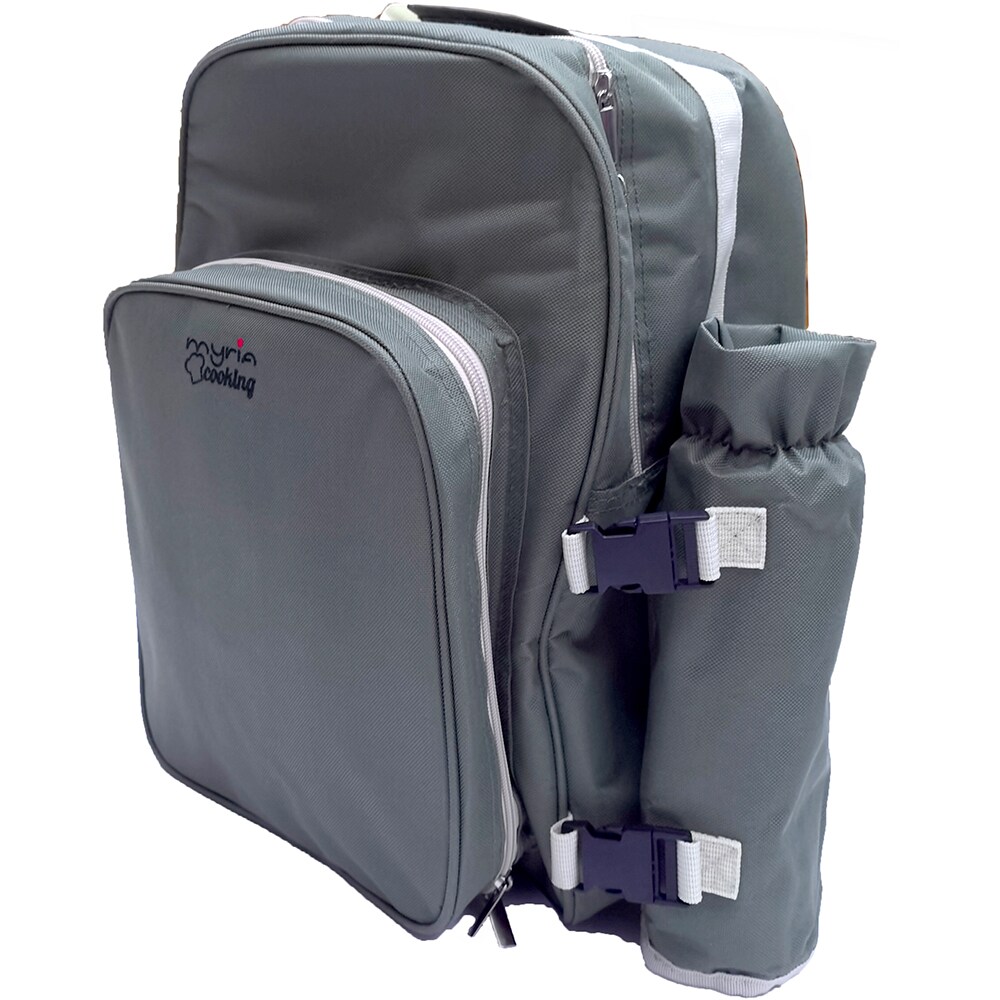 Rucsac picnic echipat MYRIA MY4482, poliester, 2 persoane, 15 piese, verde