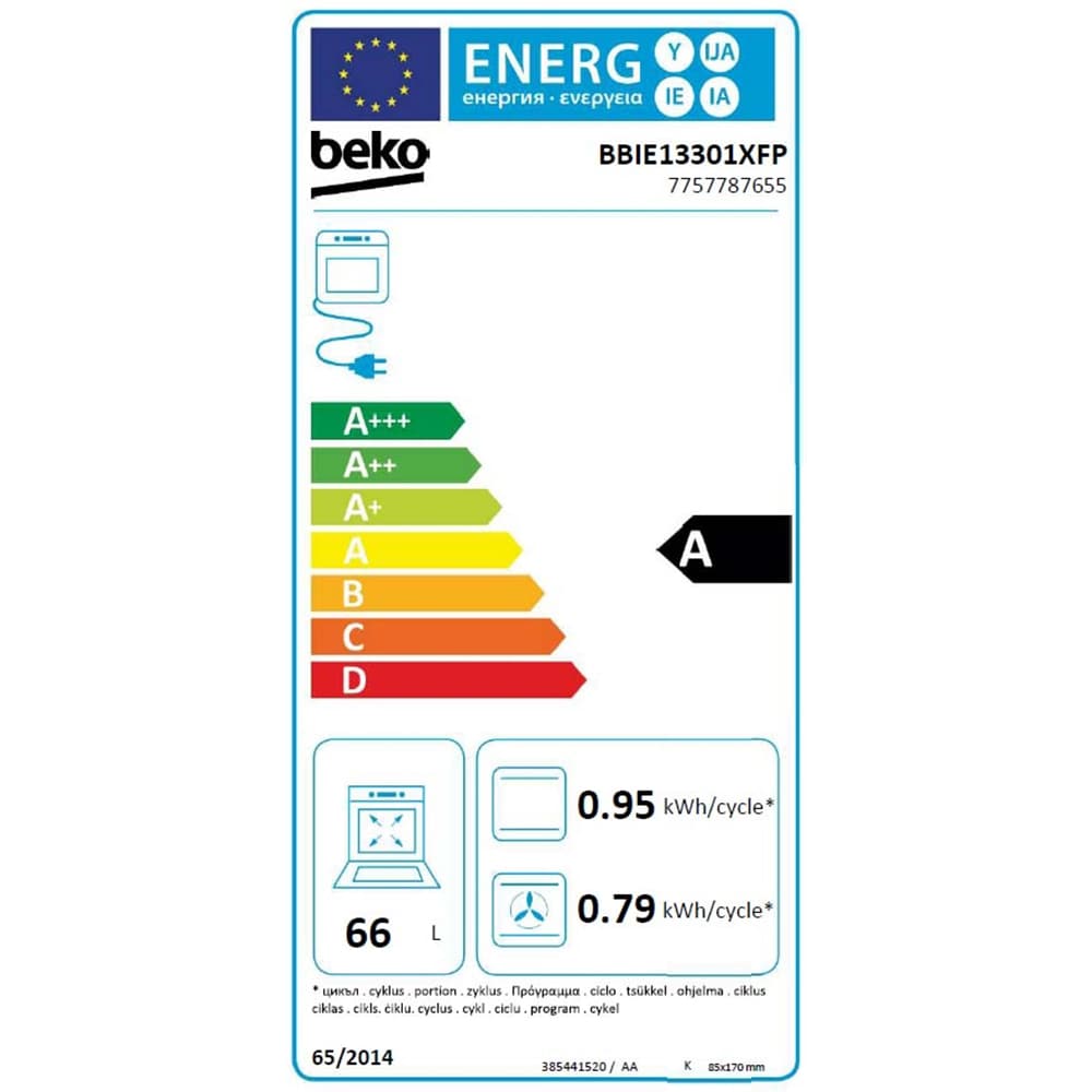 Cuptor incorporabil BEKO BBIE13301XFP, Electric, Autocuratare pirolitica, 66 l, Clasa A, negru