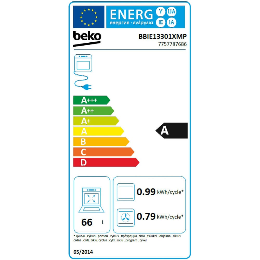 Cuptor incorporabil BEKO BBIE13301XMP, Electric, Autocuratare pirolitica, 72 l, Clasa A, negru
