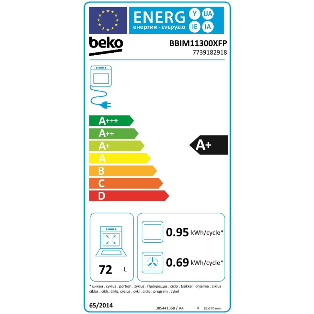 Cuptor incorporabil BEKO BBIM11300XFP, Electric, Autocuratare pirolitica, 72 l, Clasa A+, negru-inox