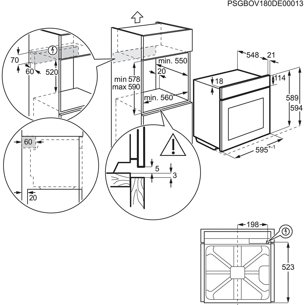 Cuptor incorporabil ELECTROLUX COE7P31B, Electric, Autocuratare Pirolitica, 72 l, Clasa A+, negru
