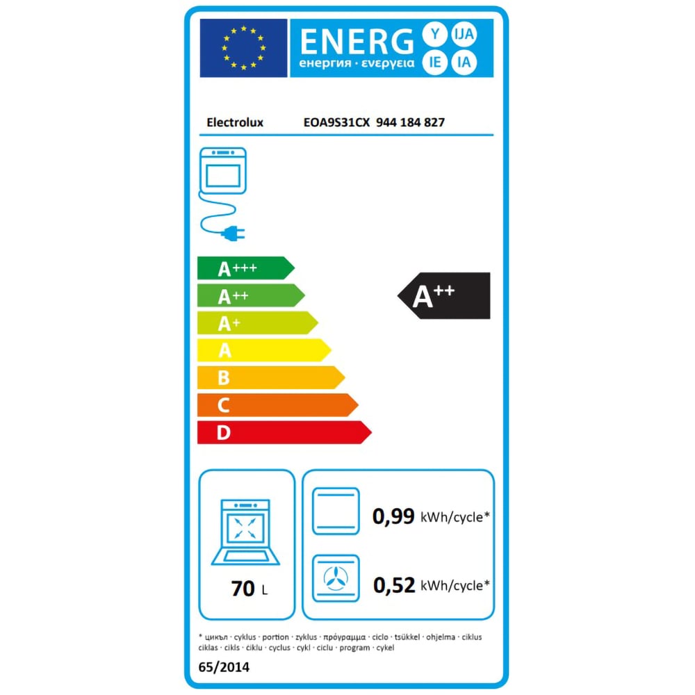 Cuptor incorporabil ELECTROLUX SteamPro EOA9S31CX, Electric, Gatire cu abur, 70 l, Clasa A++, Wi-Fi, negru