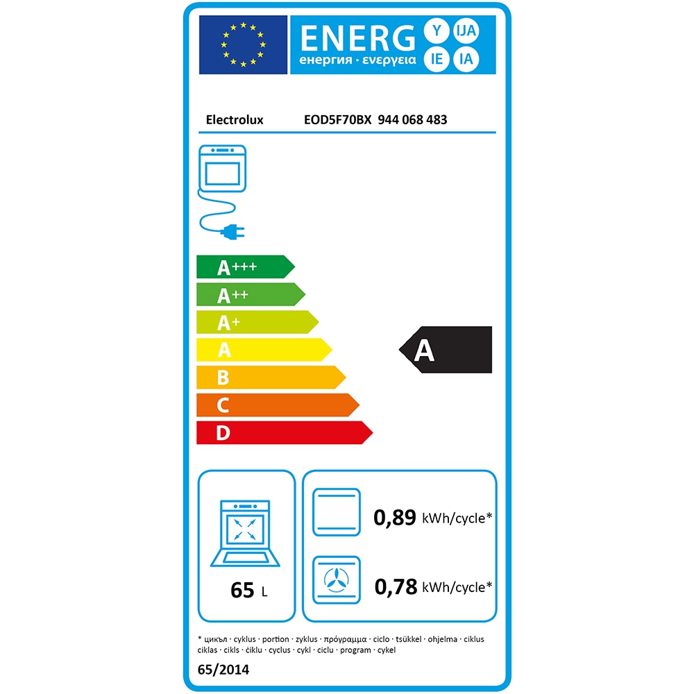 Cuptor incorporabil ELECTROLUX EOD5F70BX, Electric, Gatire cu abur, Autocuratare catalitica, 65 l, Clasa A, inox