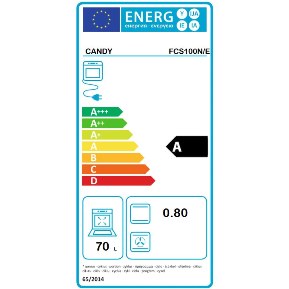 Cuptor incorporabil CANDY FCS100N/E, Electric, 70 l, Clasa A, negru