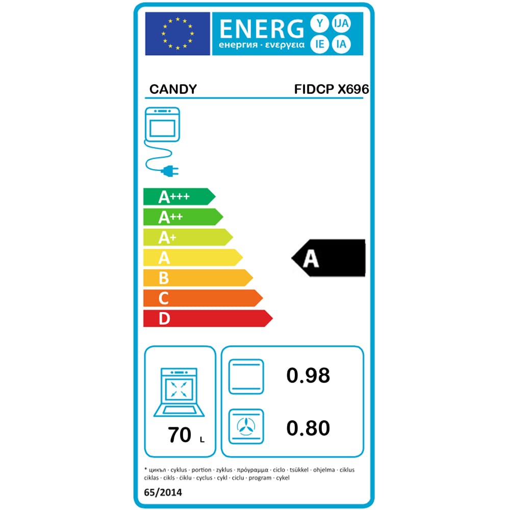 Cuptor incorporabil CANDY FIDCP X696, Electric, Autocuratare Pirolitica, 70 l, Clasa A, inox
