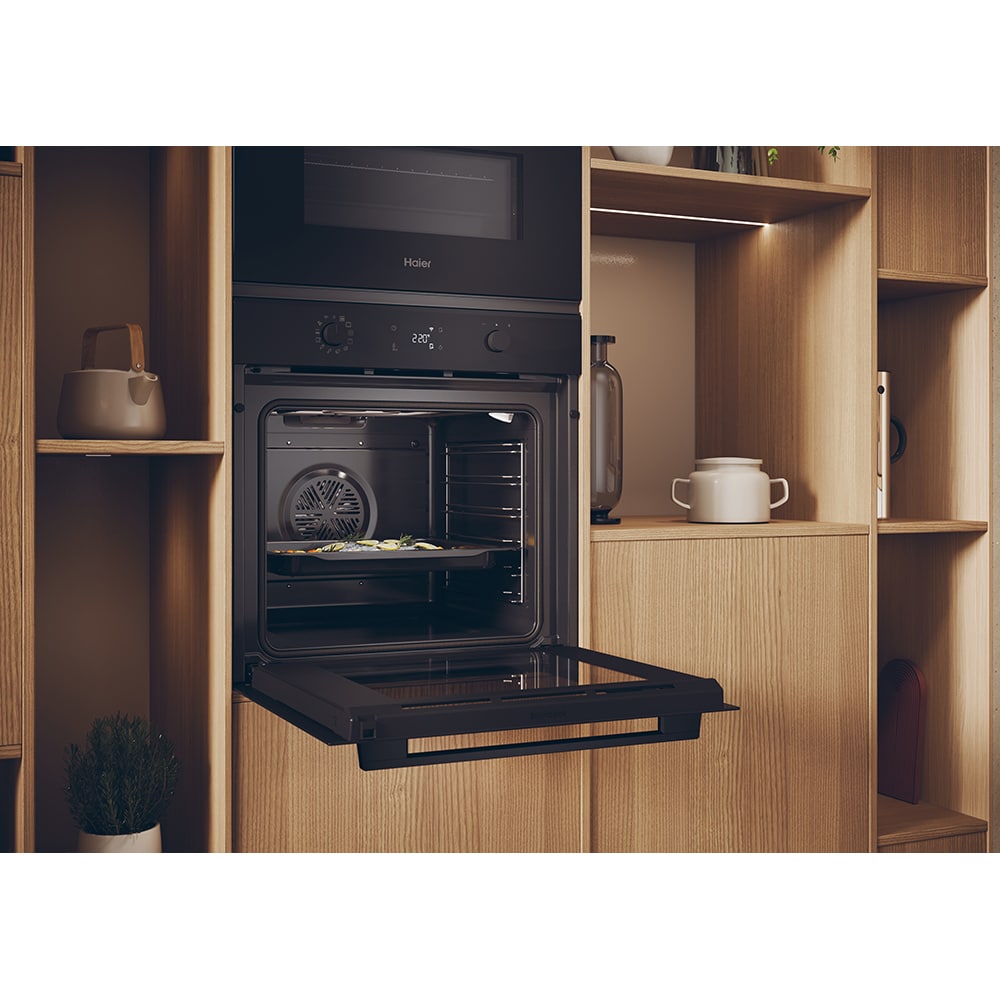 Cuptor incorporabil HAIER H6 ID23B3HTB, Electric, Autocuratare hidrolitica, 78 l, Clasa A++, Wi-Fi, negru