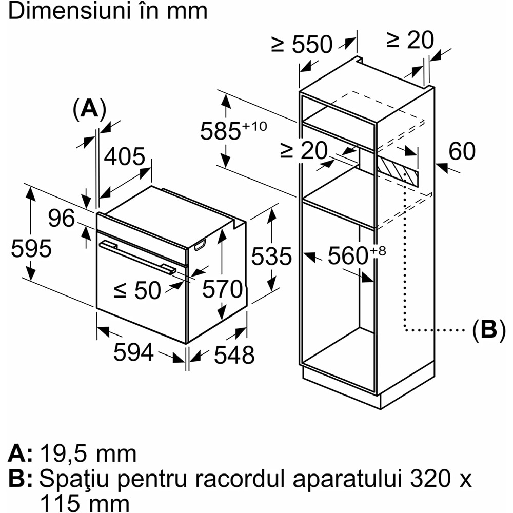 Cuptor incorporabil BOSCH HBA573BB1, Electric, Autocuratare Pirolitica, 71 l, Clasa A, negru