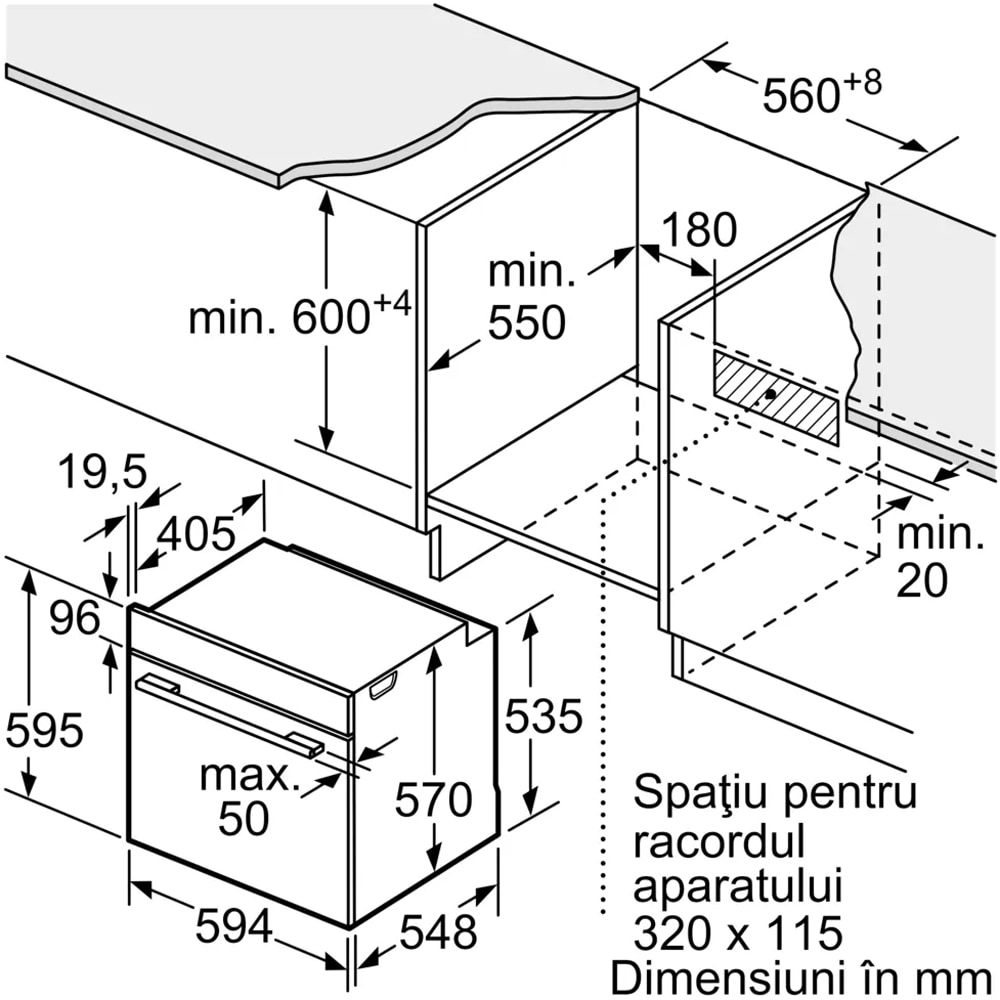 Cuptor incorporabil BOSCH HBG539EB3, Electric, Autocuratare EcoClean, 71 l, Clasa A+, negru