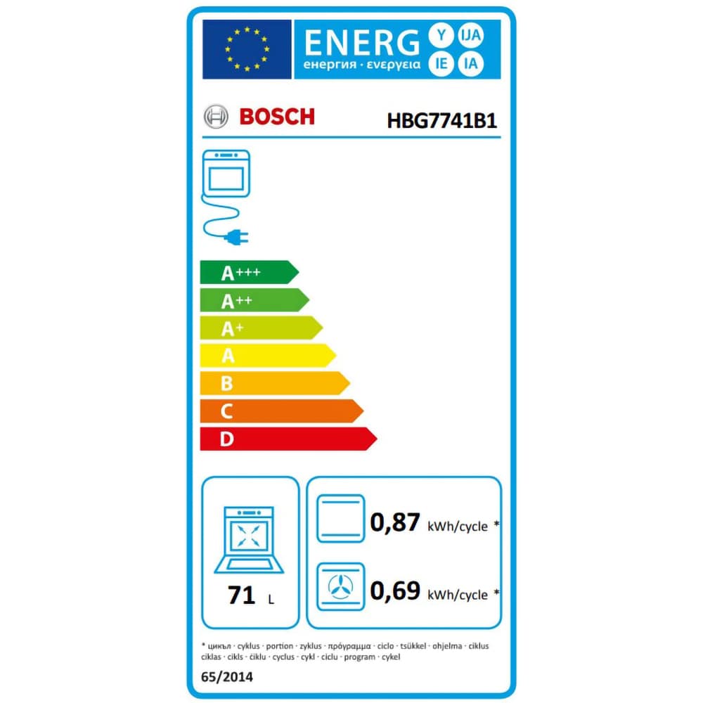 Cuptor incorporabil BOSCH HBG7741B1, Electric, Autocuratare pirolitica, 71 l, Clasa A+, negru