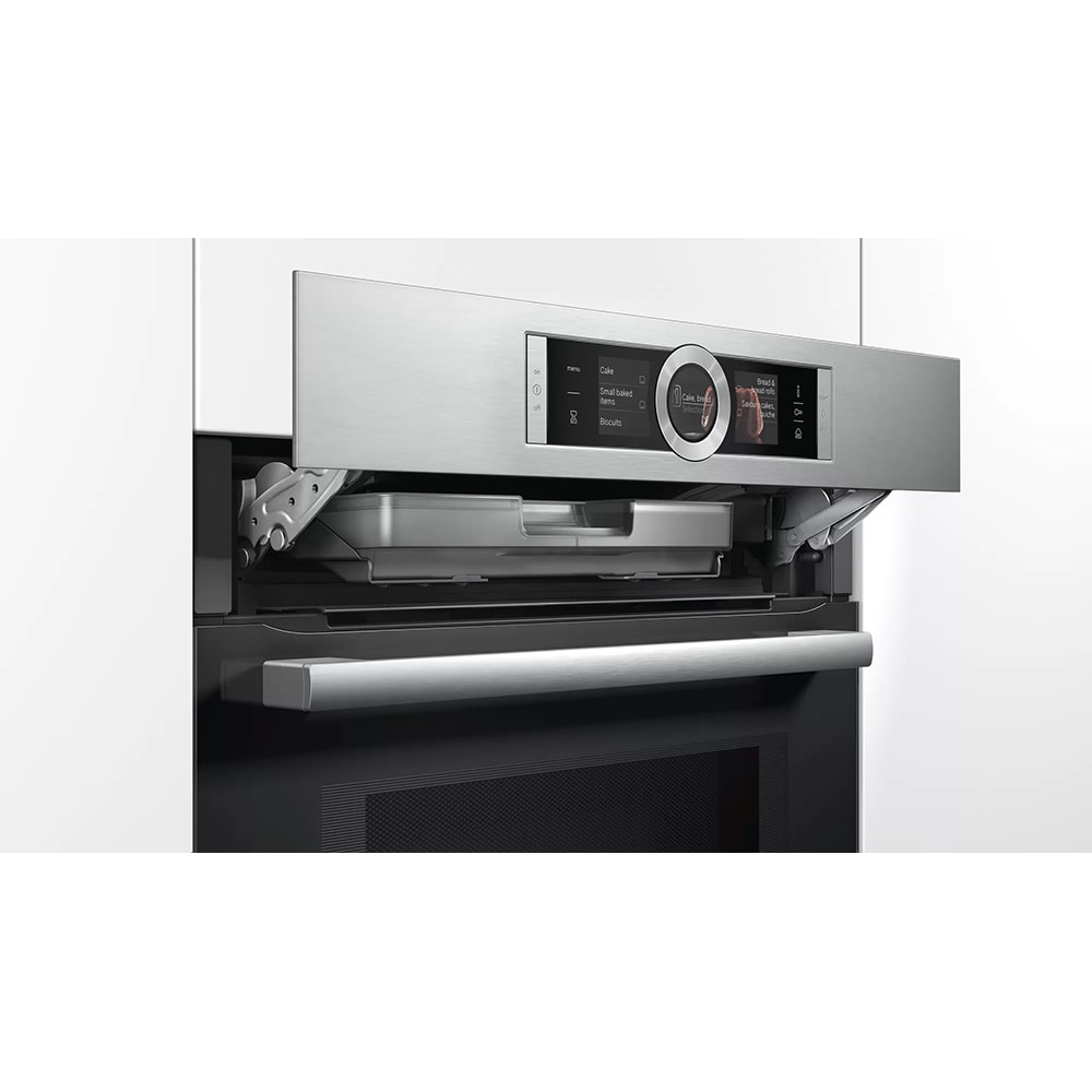 Cuptor incorporabil combi cu microunde BOSCH HNG6764S1X, Gatire cu abur, Autocuratare Pirolitica, 67 l, inox