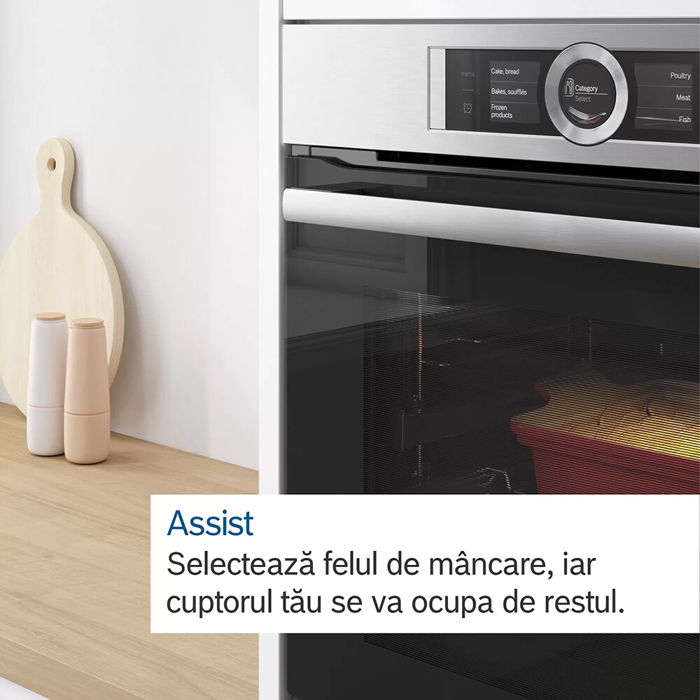 Cuptor incorporabil combi cu microunde BOSCH HNG6764S1X, Gatire cu abur, Autocuratare Pirolitica, 67 l, inox