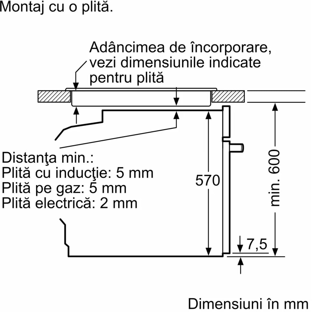 Cuptor incorporabil BOSCH HQA534BB3, Electric, Gatire cu abur, Autocuratare EcoClean, 71 l, Clasa A+, negru