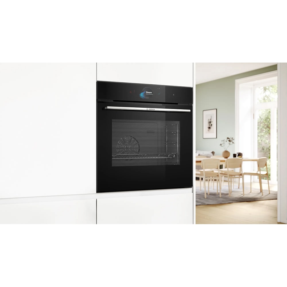 Cuptor incorporabil BOSCH HSG7584B1, Electric, Gatire cu abur, Autocuratare EcoClean, 71 l, Clasa A+, negru