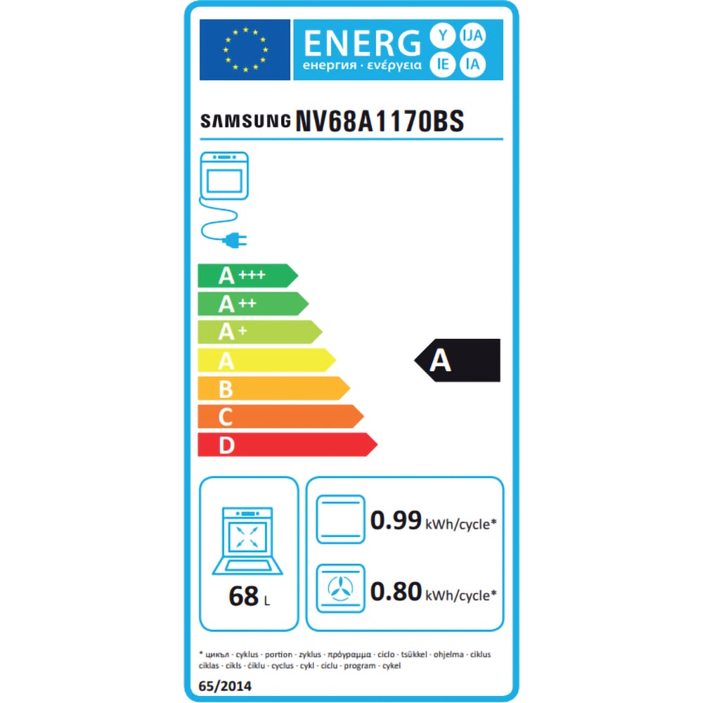 Cuptor incorporabil SAMSUNG NV68A1170BS/OL, Electric, Autocuratare pirolitica, 68 l, Clasa A, inox