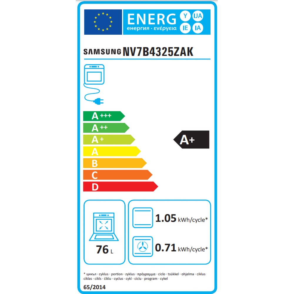 Cuptor incorporabil SAMSUNG NV7B4325ZAK/U2, Electric, Autocuratare catalitica, 76 l, Clasa A+, Dual Cook Flex, negru