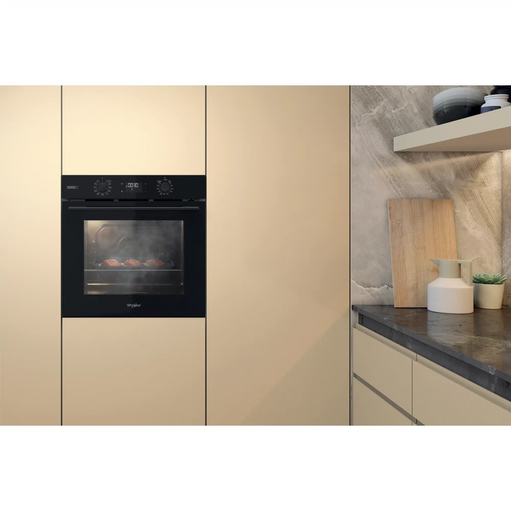 Cuptor incorporabil WHIRLPOOL OMSK58RU1SB, Electric, Gatire cu abur, Autocuratare pirolitica, 71 l, Clasa A+, negru