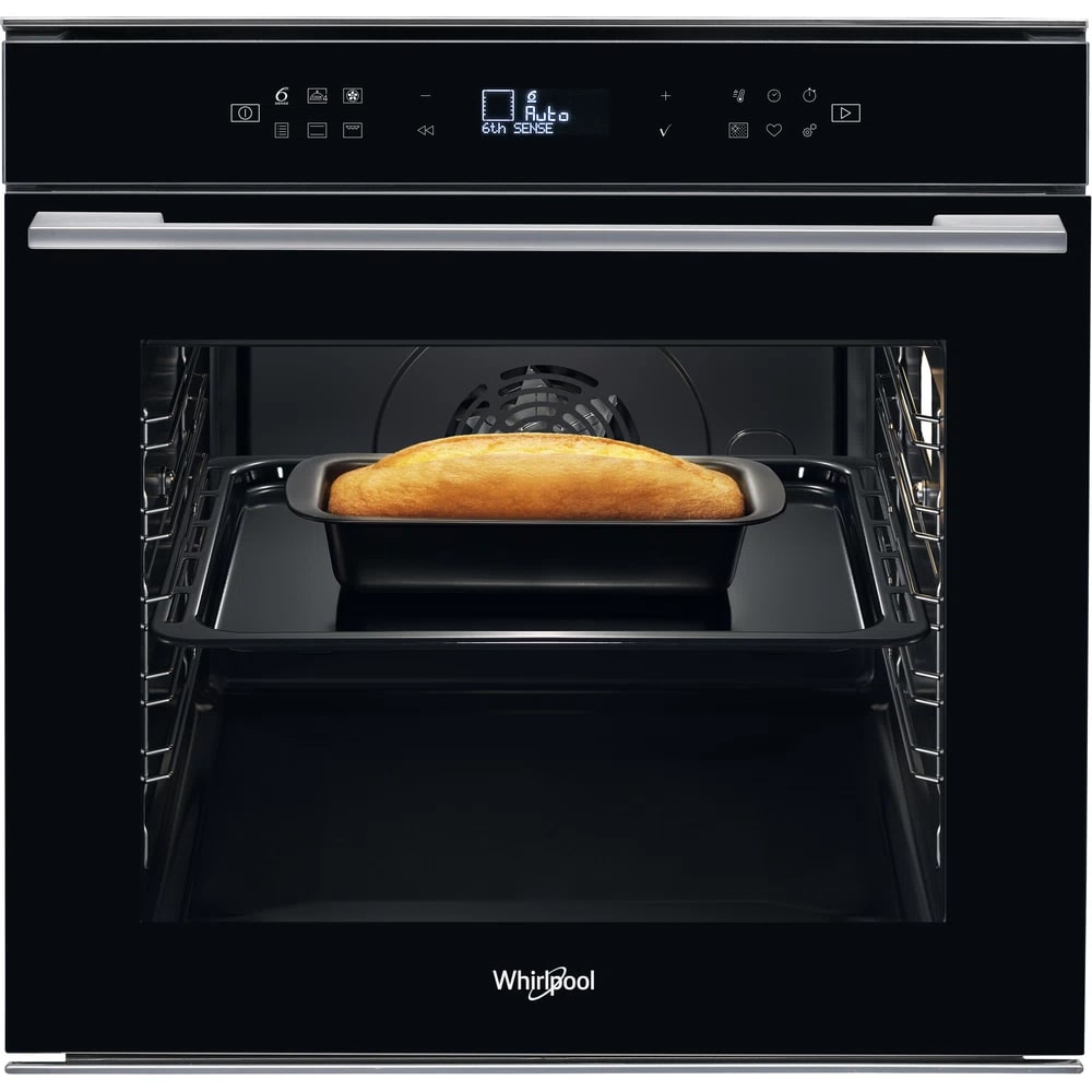 Cuptor incorporabil WHIRLPOOL W7 OM4 4S1 P BL, Electric, Autocuratare pirolitica, 73l, Clasa A+, 6th Sense, negru