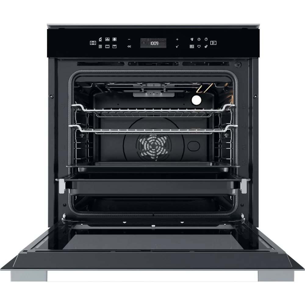 Cuptor incorporabil WHIRLPOOL W7 OM4 4S1 P BL, Electric, Autocuratare pirolitica, 73l, Clasa A+, 6th Sense, negru
